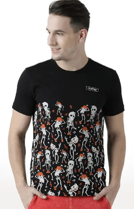 Huetrap Black Mens Short Sleeve Graphic Printed Tshirt-HT17MKGRABLK00660Oversized Short Sleeve Tops