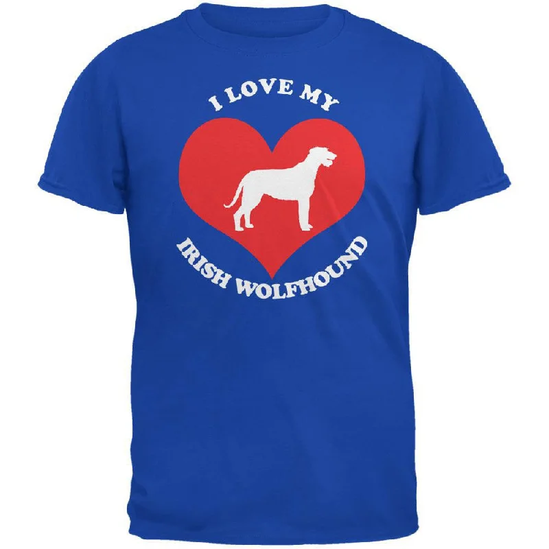 Valentines I Love My Irish Wolfhound Royal Adult T-ShirtSheer T-Shirts