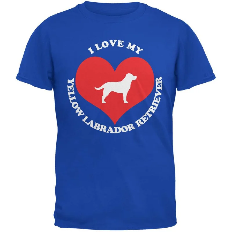 Valentines I Love My Yellow Lab Royal Adult T-ShirtCotton T-Shirts