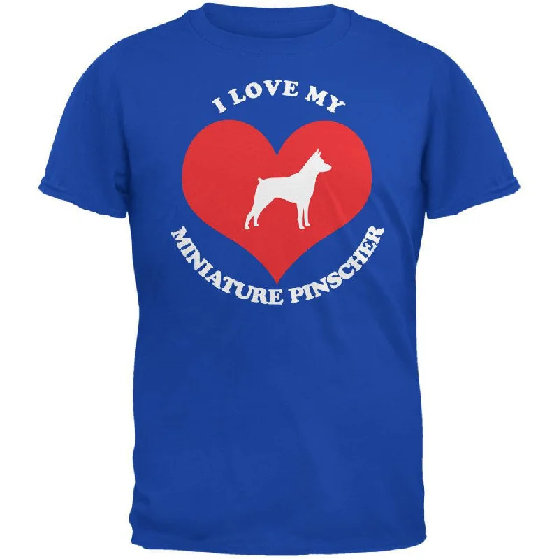 Valentines I Love My Miniature Pinscher Royal Adult T-ShirtDistressed T-Shirts