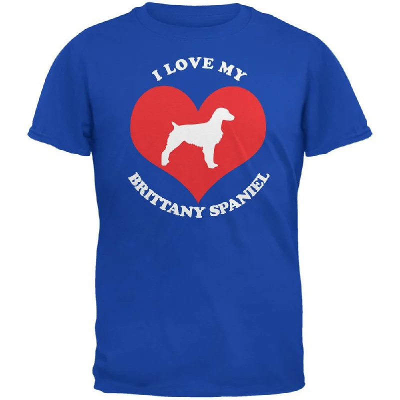 Valentines I Love My Brittany Spaniel Royal Adult T-ShirtSkateboard T-Shirts