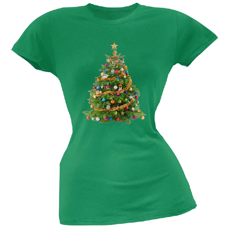 Cats In Christmas Tree Green Juniors Soft T-ShirtFitted T-Shirts