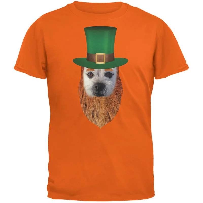 St. Patricks Day - Funny Leprechaun Dog Orange Adult T-ShirtOff-Shoulder T-Shirts