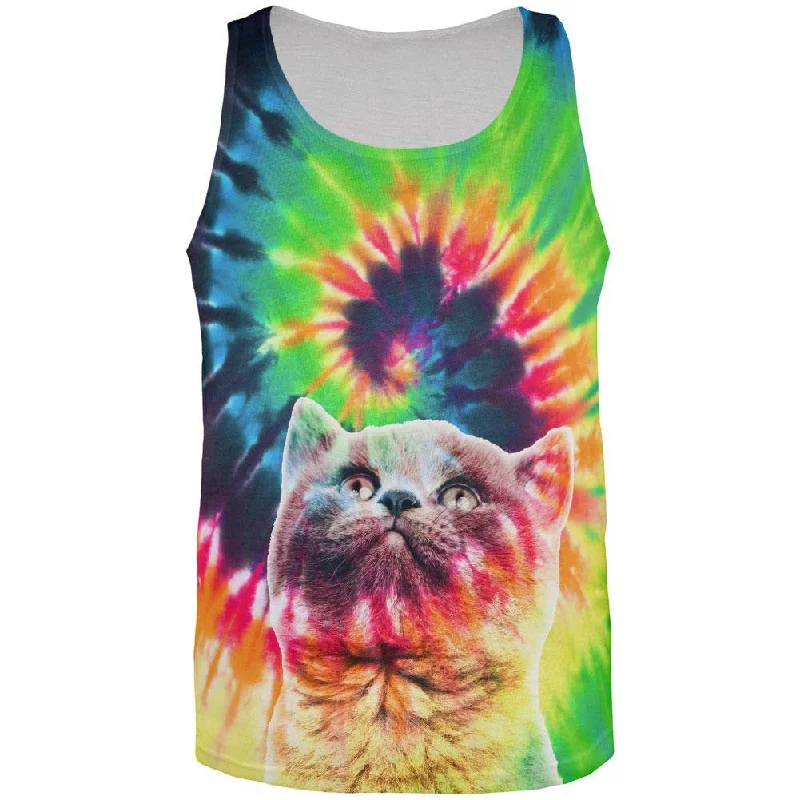 Cat Tie Dye All Over Adult Tank TopEmbroidered T-Shirts