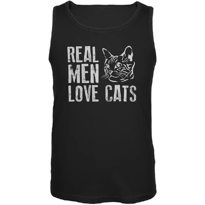 Real Men Love Cats Black Adult Tank TopCotton T-Shirts