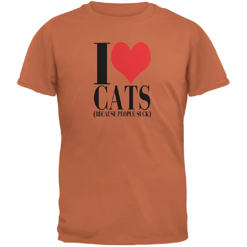 Love Cats People Suck Texas Orange Adult T-ShirtWork T-Shirts