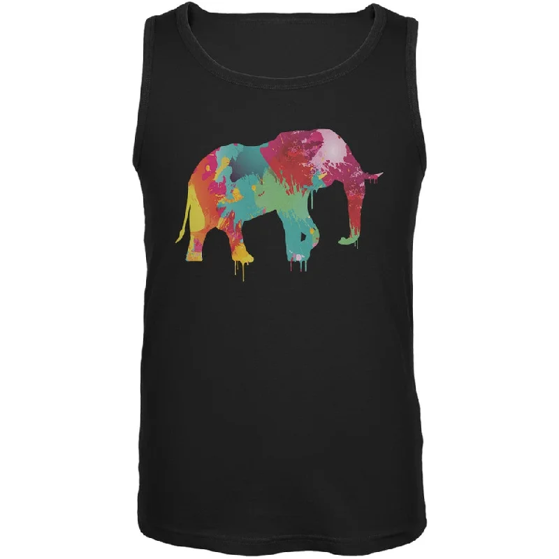 Splatter Elephant Black Adult Tank TopGym T-Shirts