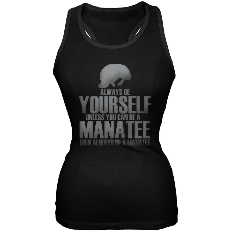 Always Be Yourself Manatee Black Juniors Soft Tank TopUV-Protection T-Shirts