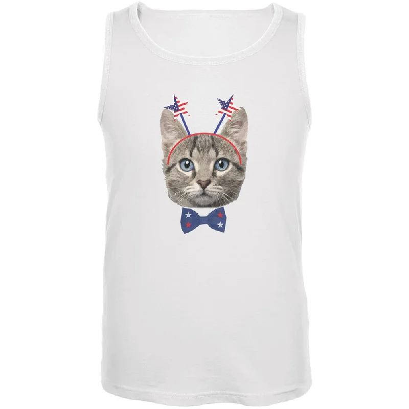 4th of July Funny Cat White Adult Tank TopGym T-Shirts