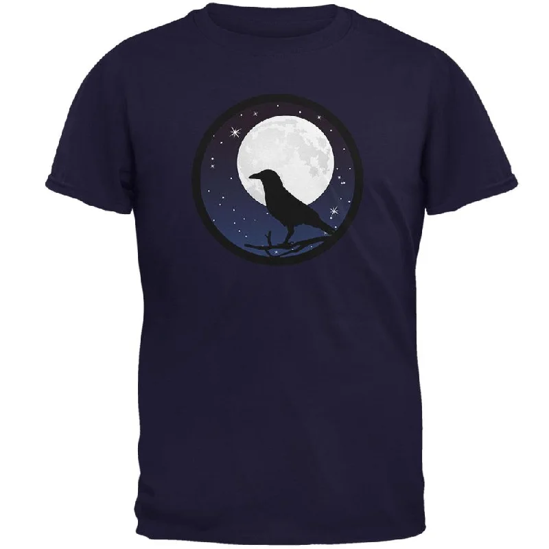 Raven Crow Moon Night Sky Silhoutte Mens T ShirtZippered T-Shirts