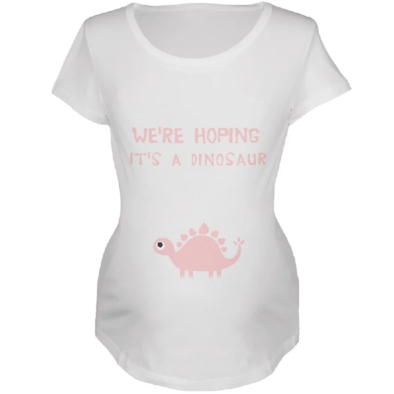 We're Hoping It's A Dinosaur Girl White Maternity Soft T-ShirtLuxury T-Shirts