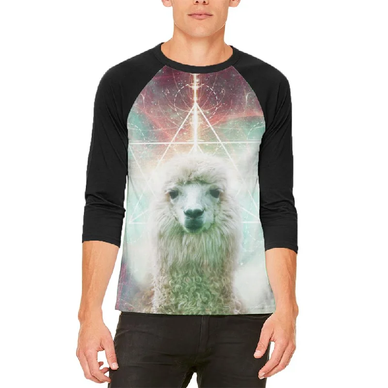 Galaxy Llama of Namaste Tetrahedron Mens Raglan T ShirtArtist T-Shirts