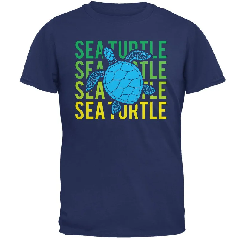 Sea Turtle Stacked Repeat Mens T ShirtStudded T-Shirts