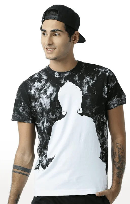 Huetrap White Mens Short Sleeve Graphic Printed Tshirt-HT16MKGRAWHT00262Blended Fabric Short Sleeve Tops