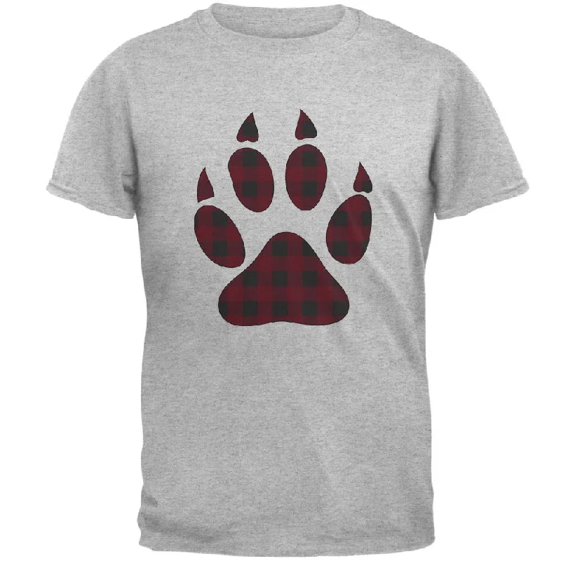 Autumn Buffalo Plaid Bear Claw Paw Mens T ShirtGym T-Shirts