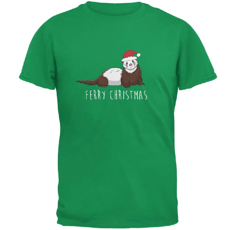 Ferry Merry Christmas Ferret Mens T ShirtOversized T-Shirts