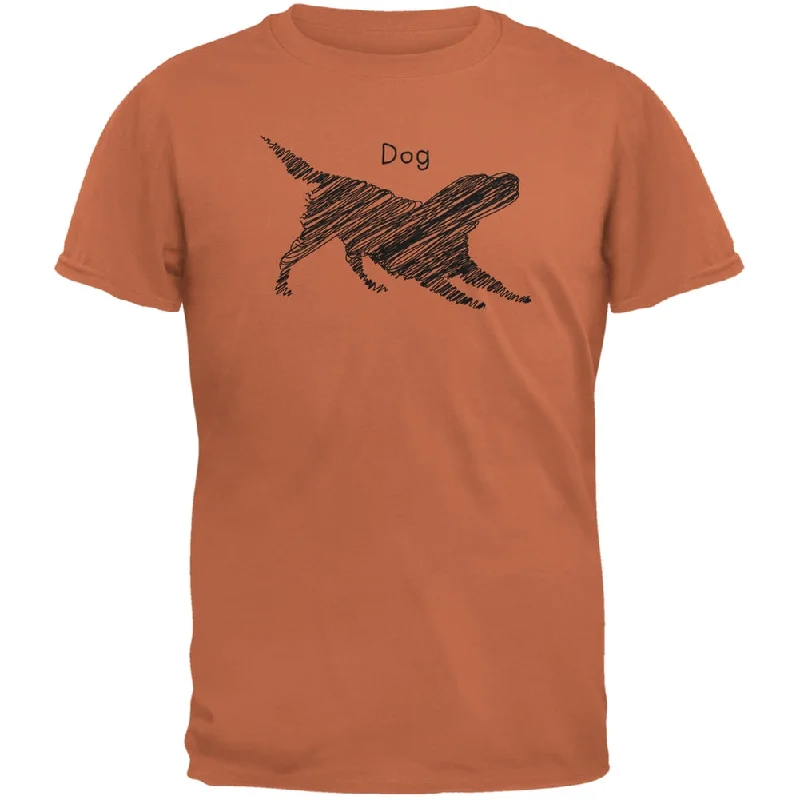 Dog Scribble Drawing Texas Orange Adult T-ShirtJersey T-Shirts