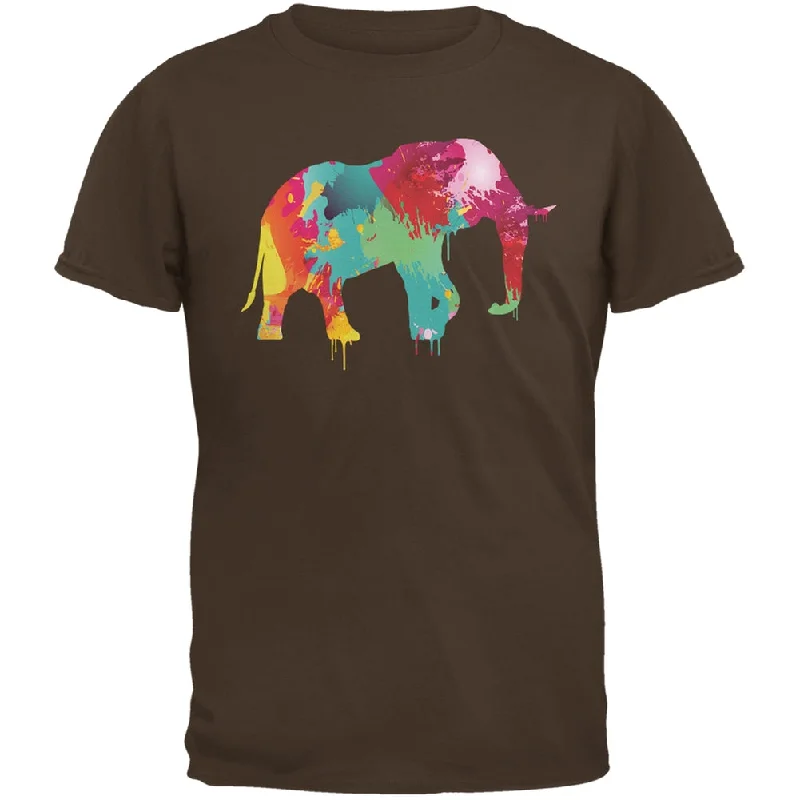 Splatter Elephant Brown Adult T-ShirtMesh T-Shirts