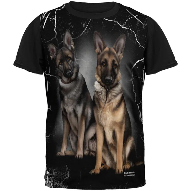 German Shepherds Live Forever All Over Mens Black Back T ShirtBamboo T-Shirts