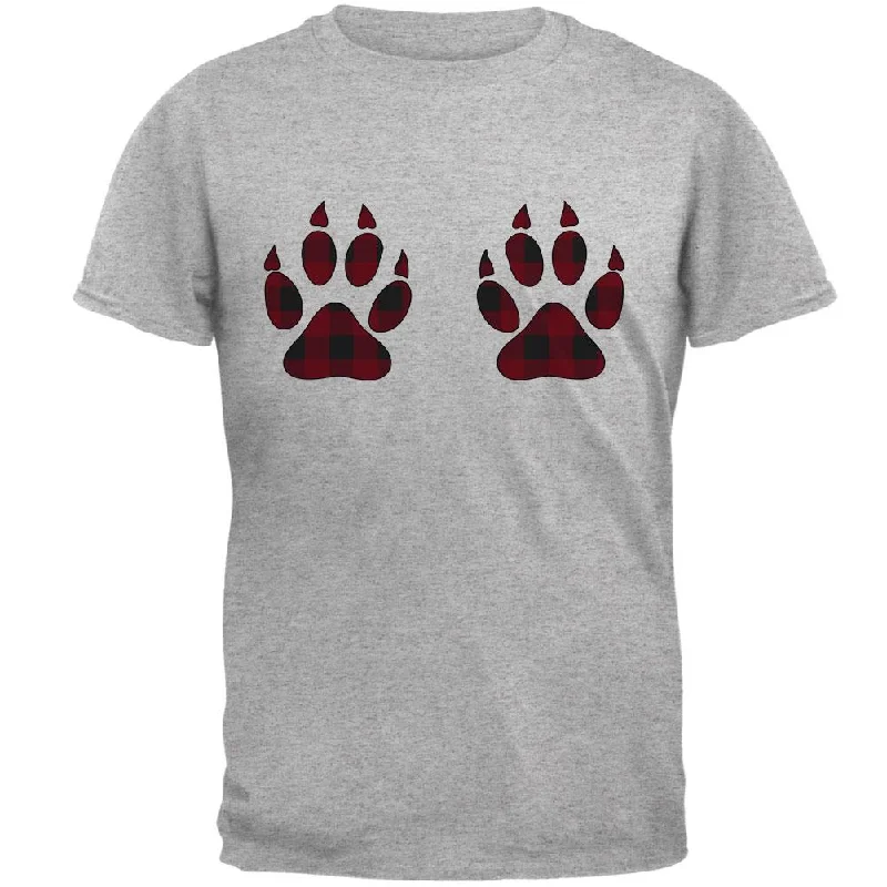 Plaid Bear Paw Boobs Mens T ShirtYoga T-Shirts