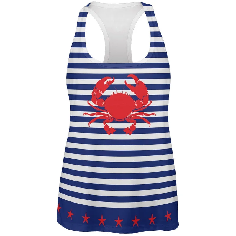 Crab Fourth of July Nautical All Over Womens Tank TopSports Team T-Shirts