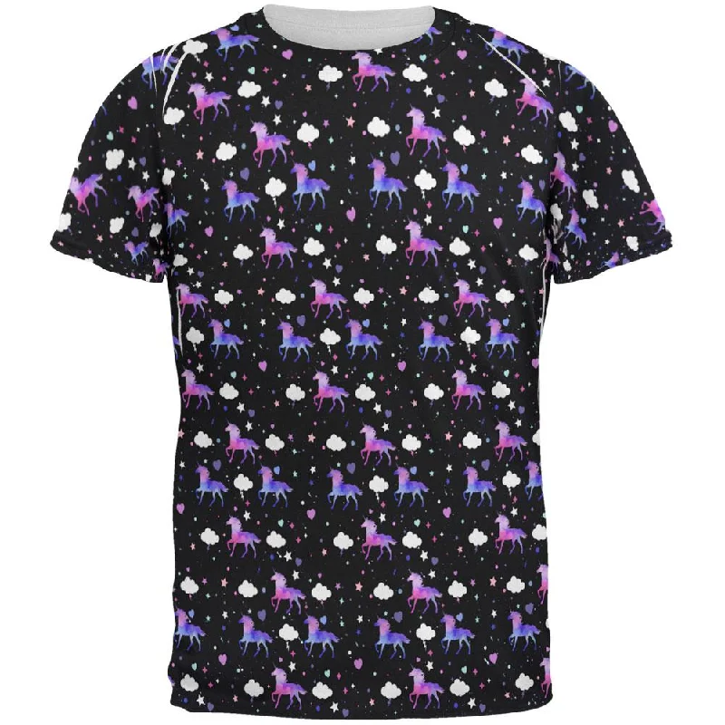 Galaxy Unicorn Pattern All Over Mens T ShirtColorblock T-Shirts