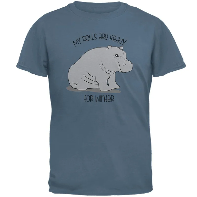 My Rolls Are Ready For Winter Hippo Funny Mens T ShirtMetallic T-Shirts