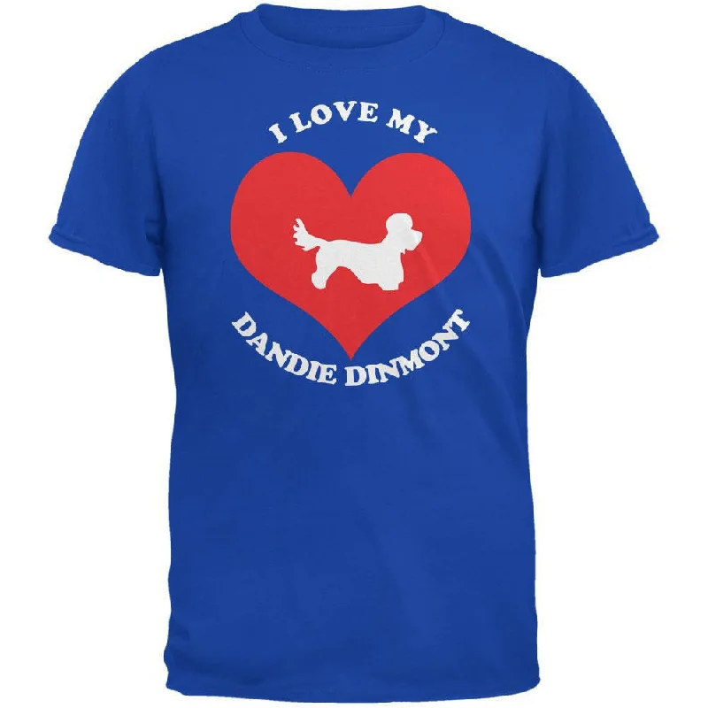 Valentines I Love My Dandie Dinmont Royal Adult T-ShirtSlim Fit T-Shirts