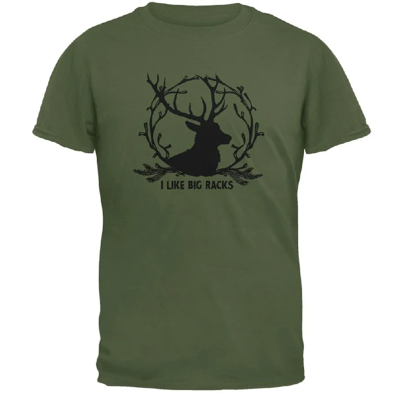 Buck Deer I Like Big Racks Funny Pun Mens T ShirtPlush T-Shirts