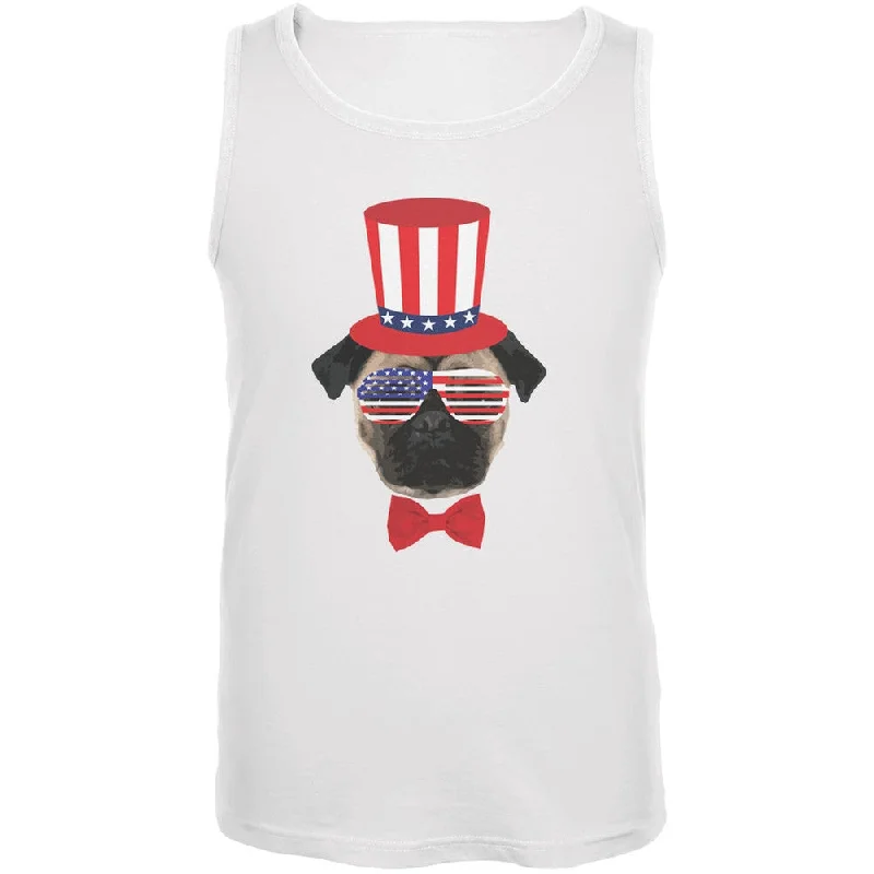 4th of July Funny Pug White Adult Tank TopYoga T-Shirts