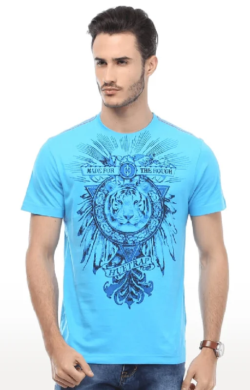 Huetrap Blue Mens Short Sleeve Graphic Printed Tshirt-HT15MKGRATQB00081Hemp Short Sleeve Tops