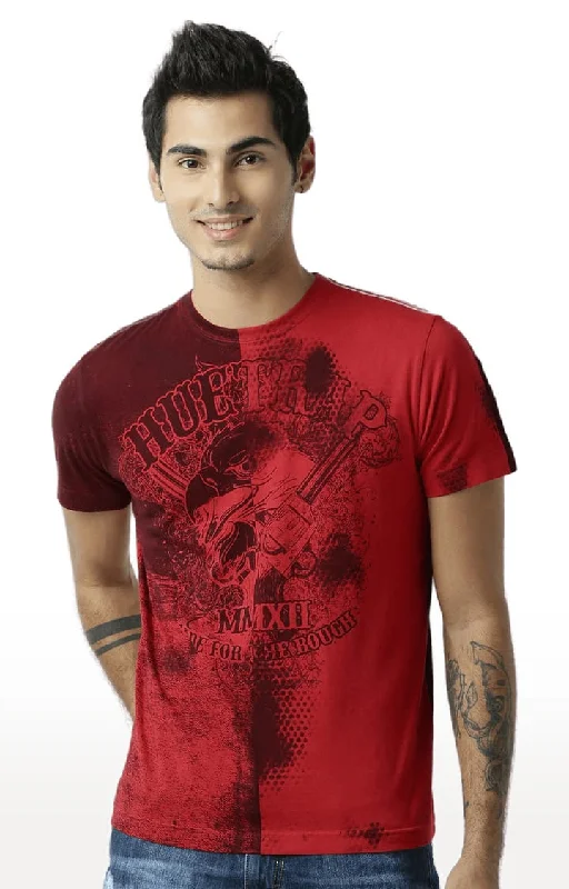 Huetrap Red Mens Short Sleeve Graphic Printed Tshirt-HT16MKGRARED00400French Terry Short Sleeve Tops