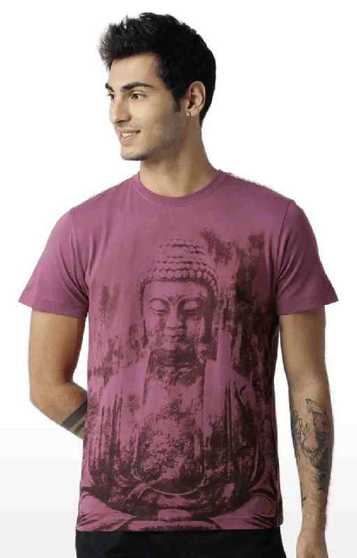 Huetrap Maroon Mens Short Sleeve Graphic Printed Tshirt-HT16MKGRAPLU00370Waterproof Short Sleeve Tops