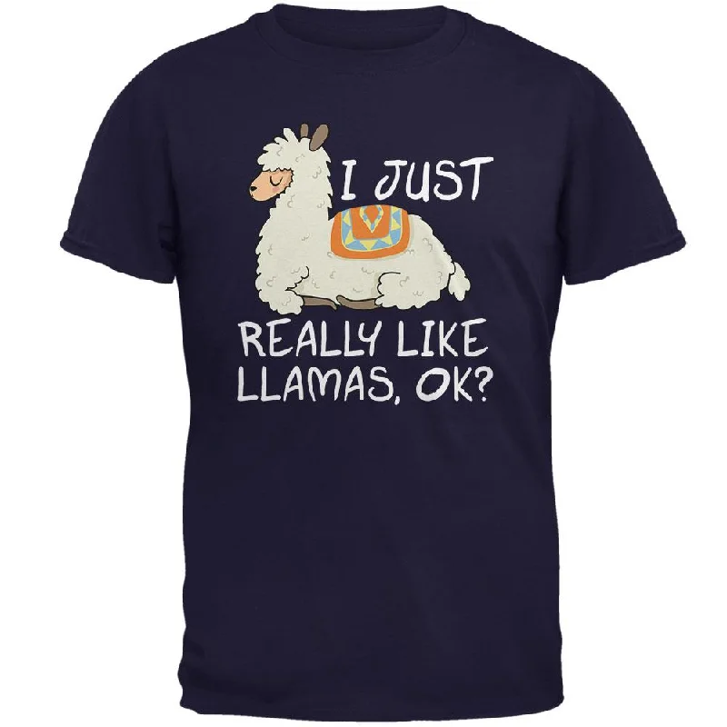 I Just Really Like Llamas Ok Cute Mens T ShirtButton-Up T-Shirts