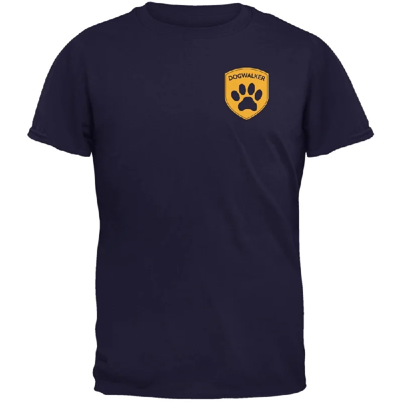 Dog Dogwalker Badge Makes Frequent Stops Navy Adult T-ShirtHigh-Fashion T-Shirts