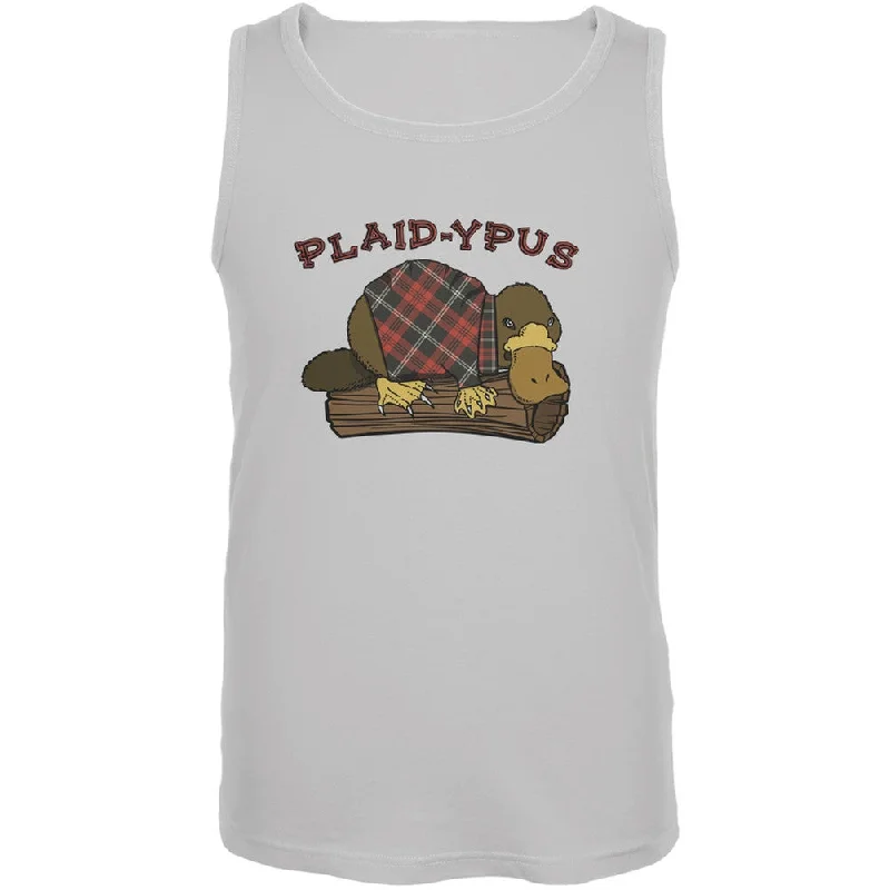 Funny Platypus Plaid-ypus White Adult Tank TopCrewneck T-Shirts