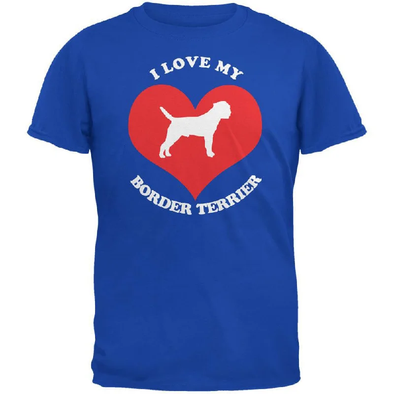 Valentines I Love My Border Terrier Royal Adult T-ShirtUrban T-Shirts