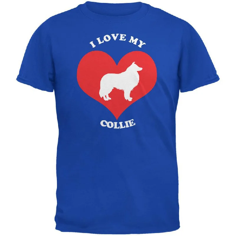 Valentines I Love My Collie Royal Adult T-ShirtV-Neck T-Shirts