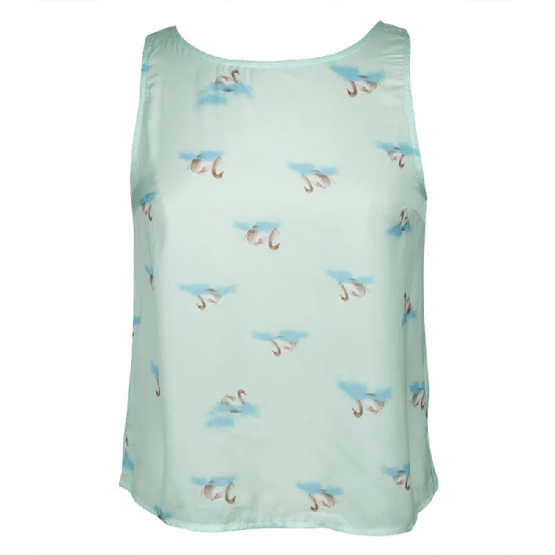 Swan Print Open Back Women's Tank TopSequined T-Shirts