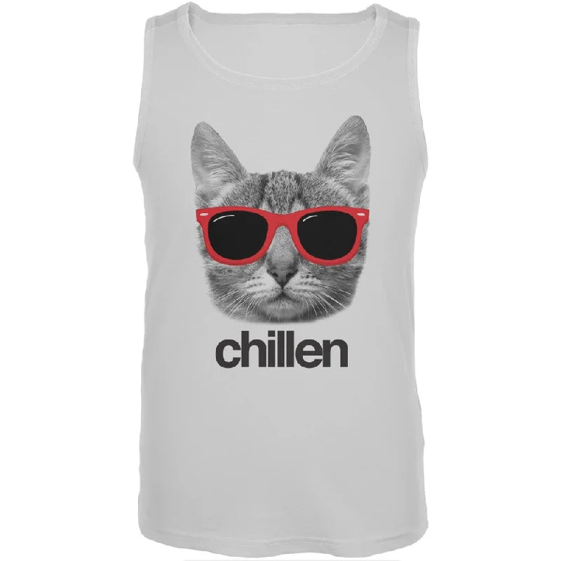 Chillen Cat Mens Tank TopAsymmetrical T-Shirts