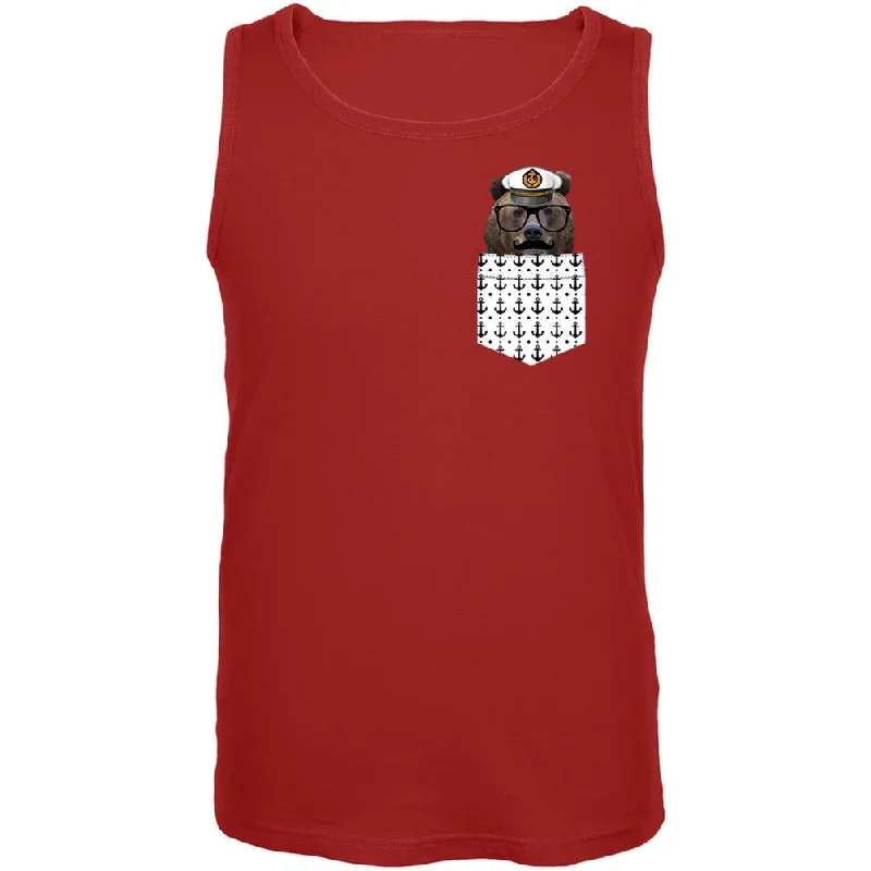 Faux Pocket Nautical Bear Tank TopEmbellished T-Shirts