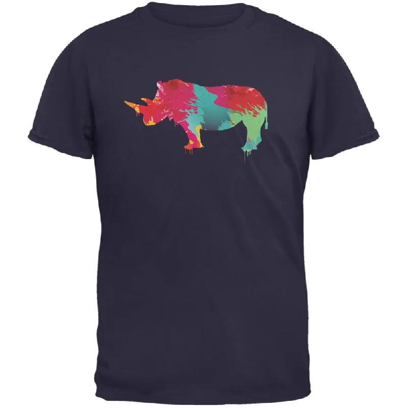 Splatter Rhino Navy Adult T-ShirtReflective T-Shirts