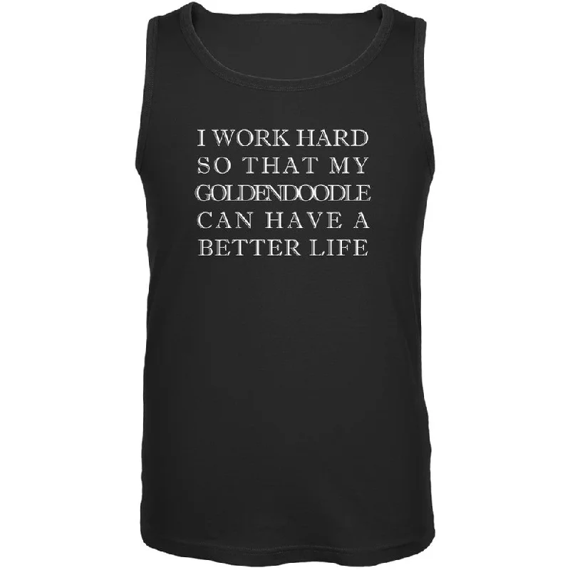 I Work Hard for My Goldendoodle Black Adult Tank TopEmbroidered T-Shirts