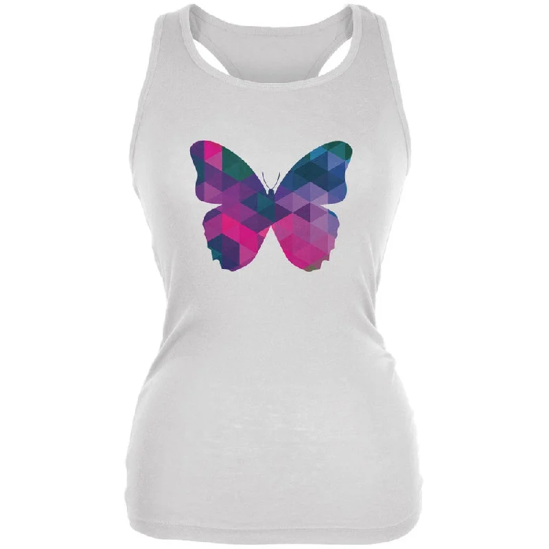 Butterfly Geometric White Juniors Soft Tank TopOutdoor T-Shirts