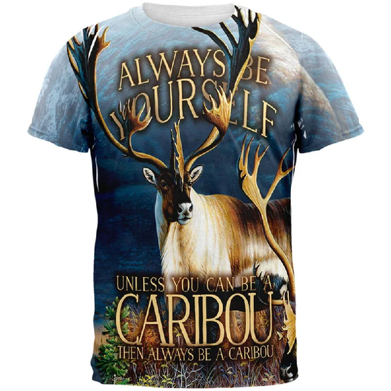 Always Be Yourself Caribou Reindeer All Over Mens T ShirtWork T-Shirts