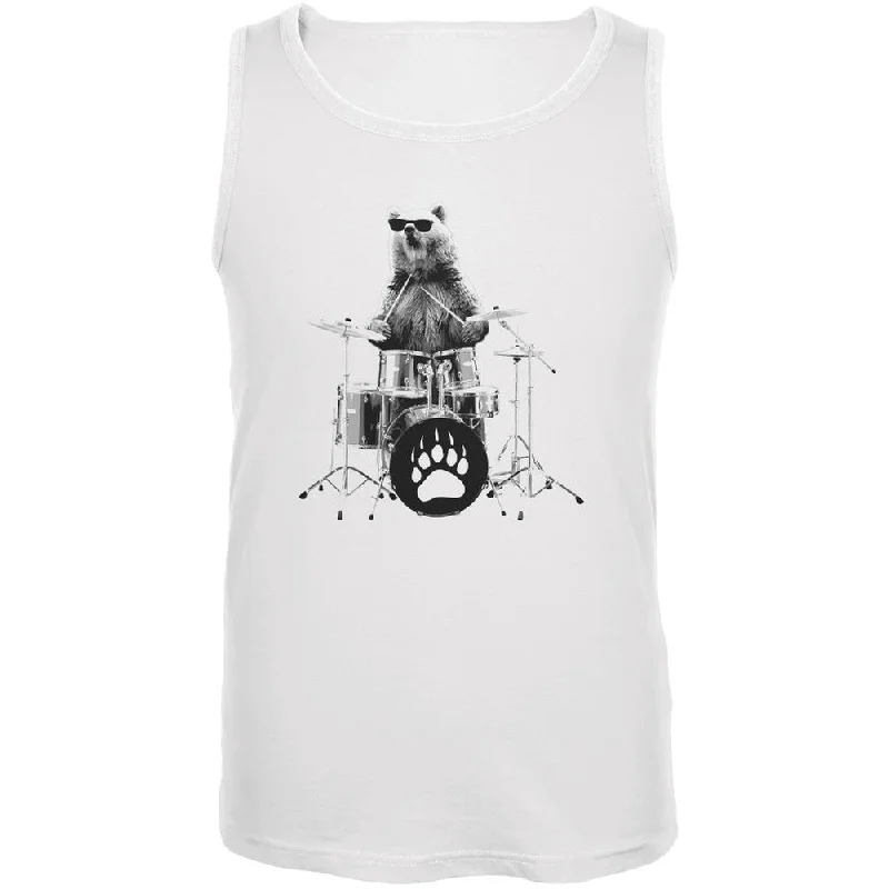 Bear Drummer White Adult Tank TopColorblock T-Shirts