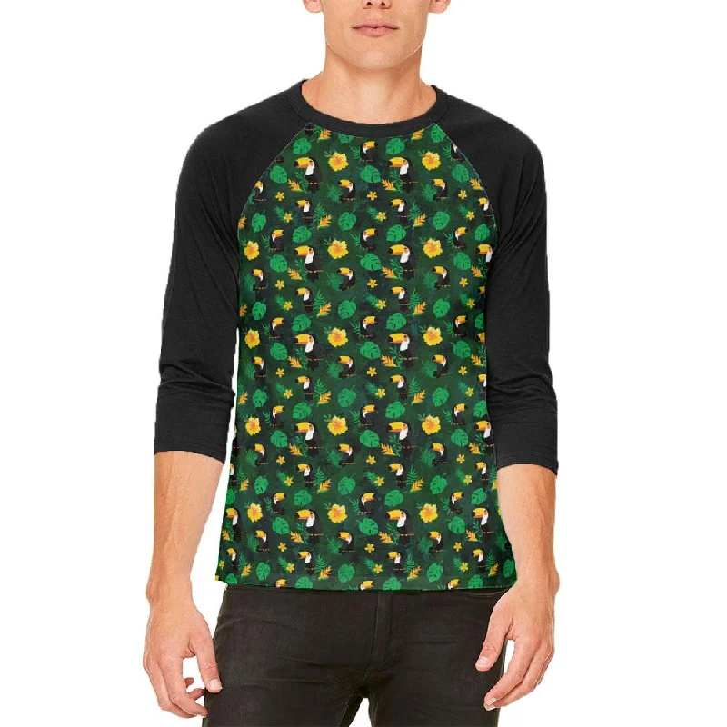 Tropical Toucan Rainforest Repeat Pattern Mens Raglan T ShirtLimited Edition T-Shirts