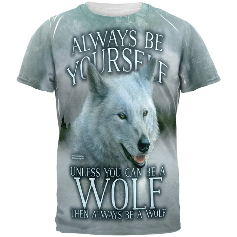 Always Be Yourself Unless White Wolf All Over Mens T ShirtMetallic T-Shirts