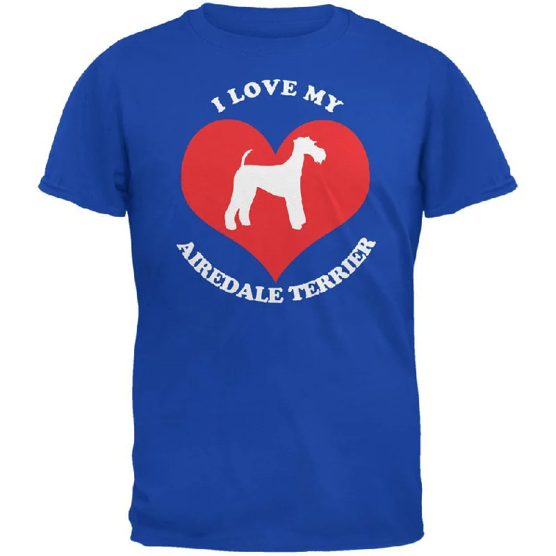 Valentines I Love My Airedale Terrier Royal Adult T-ShirtPunk T-Shirts