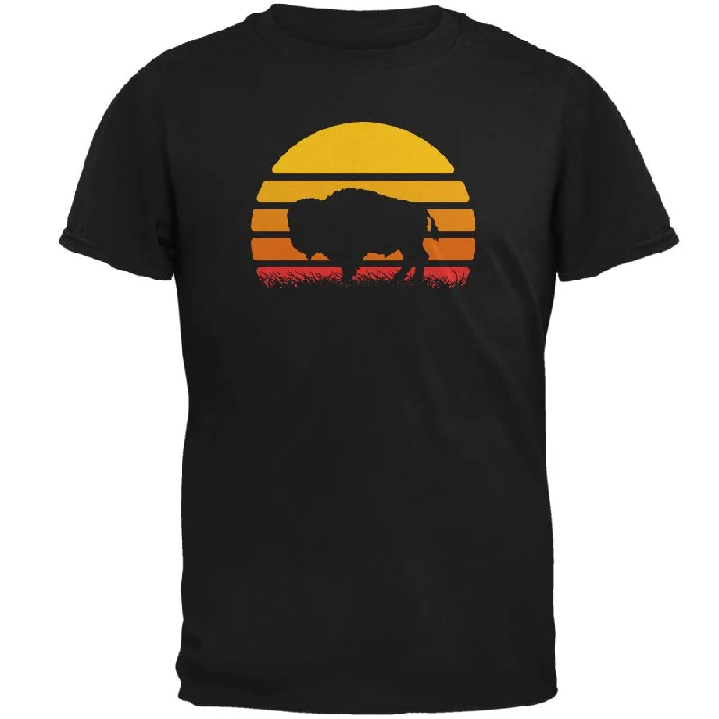 Retro 70s Sunset Buffalo Bison Mens T ShirtPunk T-Shirts